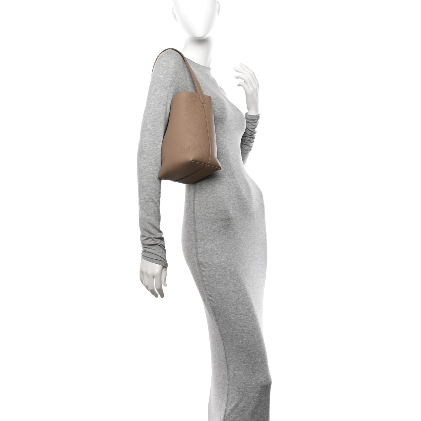 Grained Calfskin Small N/S Park Tote Dark Taupe