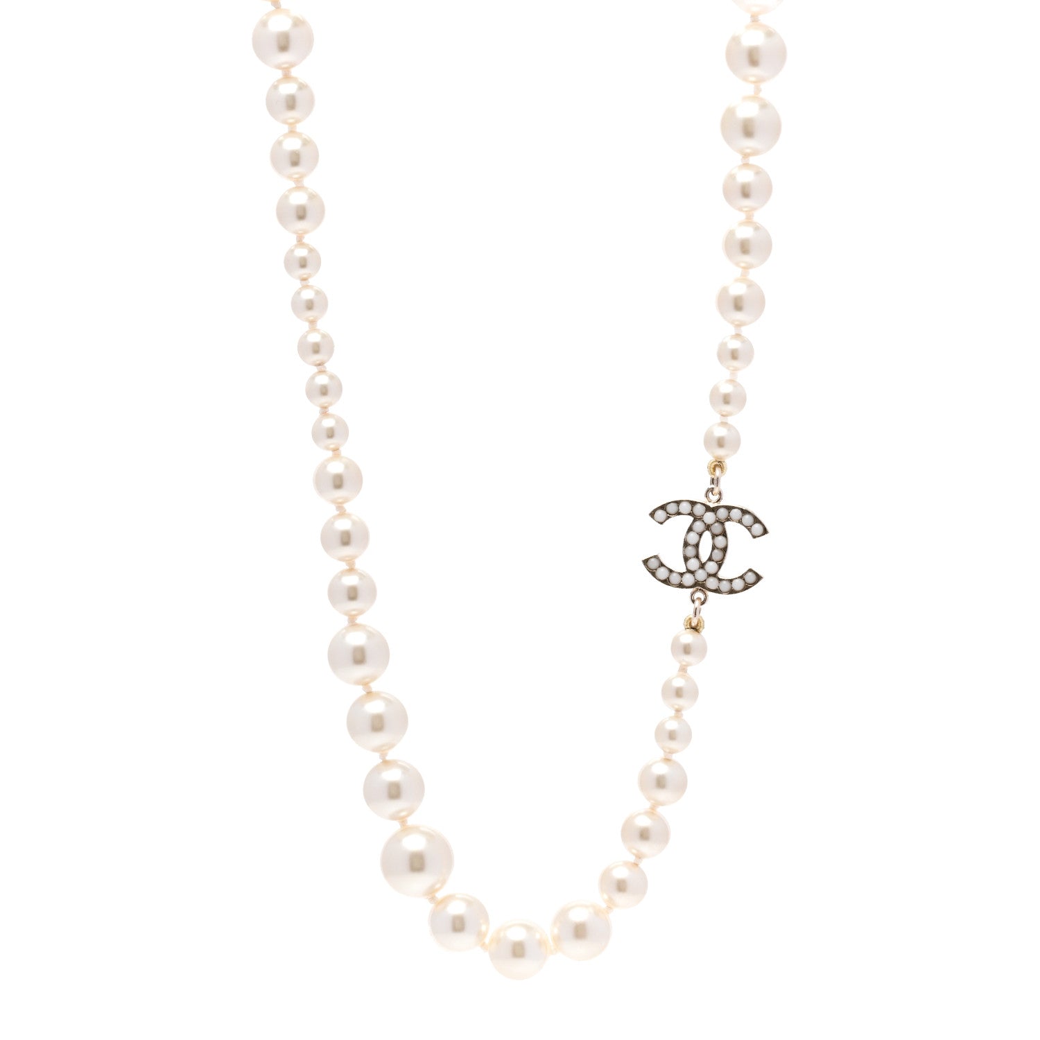 Chanel Graduated Pearl CC Long Necklace Gold 1 of 5