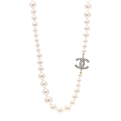 Chanel Graduated Pearl CC Long Necklace Gold 1 of 5