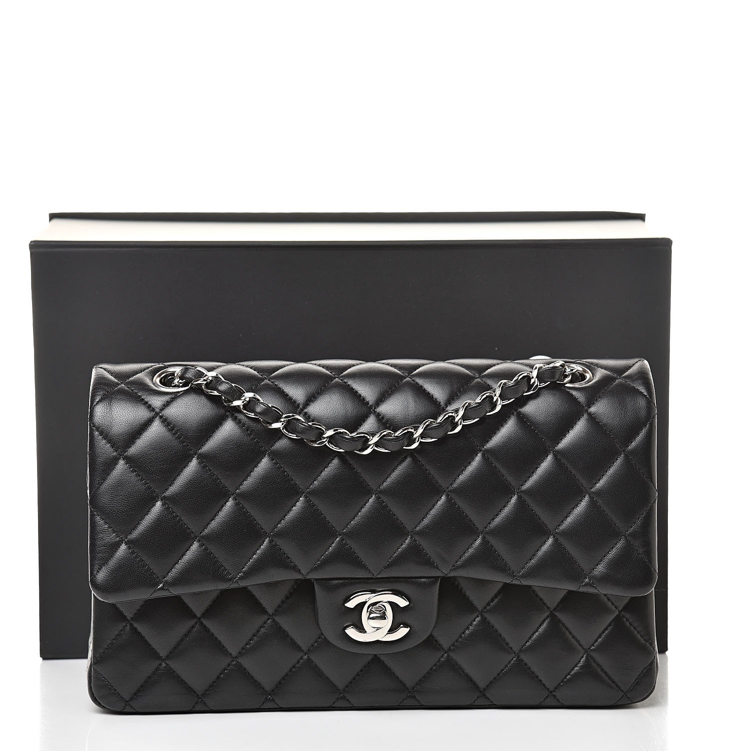 Chanel Lambskin Quilted Medium Double Flap Black 17 of 17