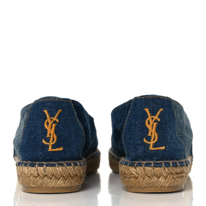 Saint Laurent Canvas Nappa Elba Light Logo Embroidered Espadrilles 38.5 Black 5 of 10