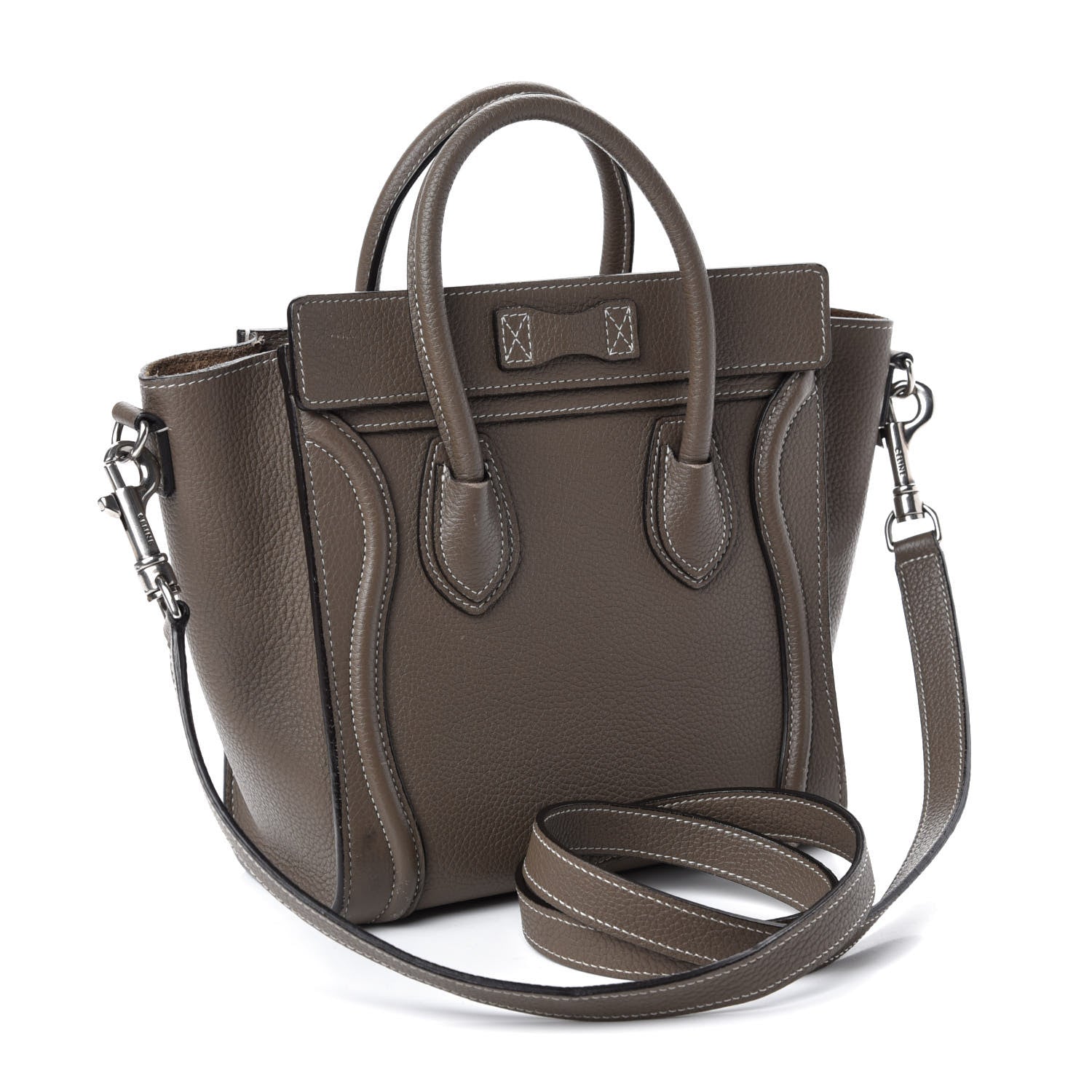 Celine Drummed Calfskin Nano Luggage Souris 4 of 20