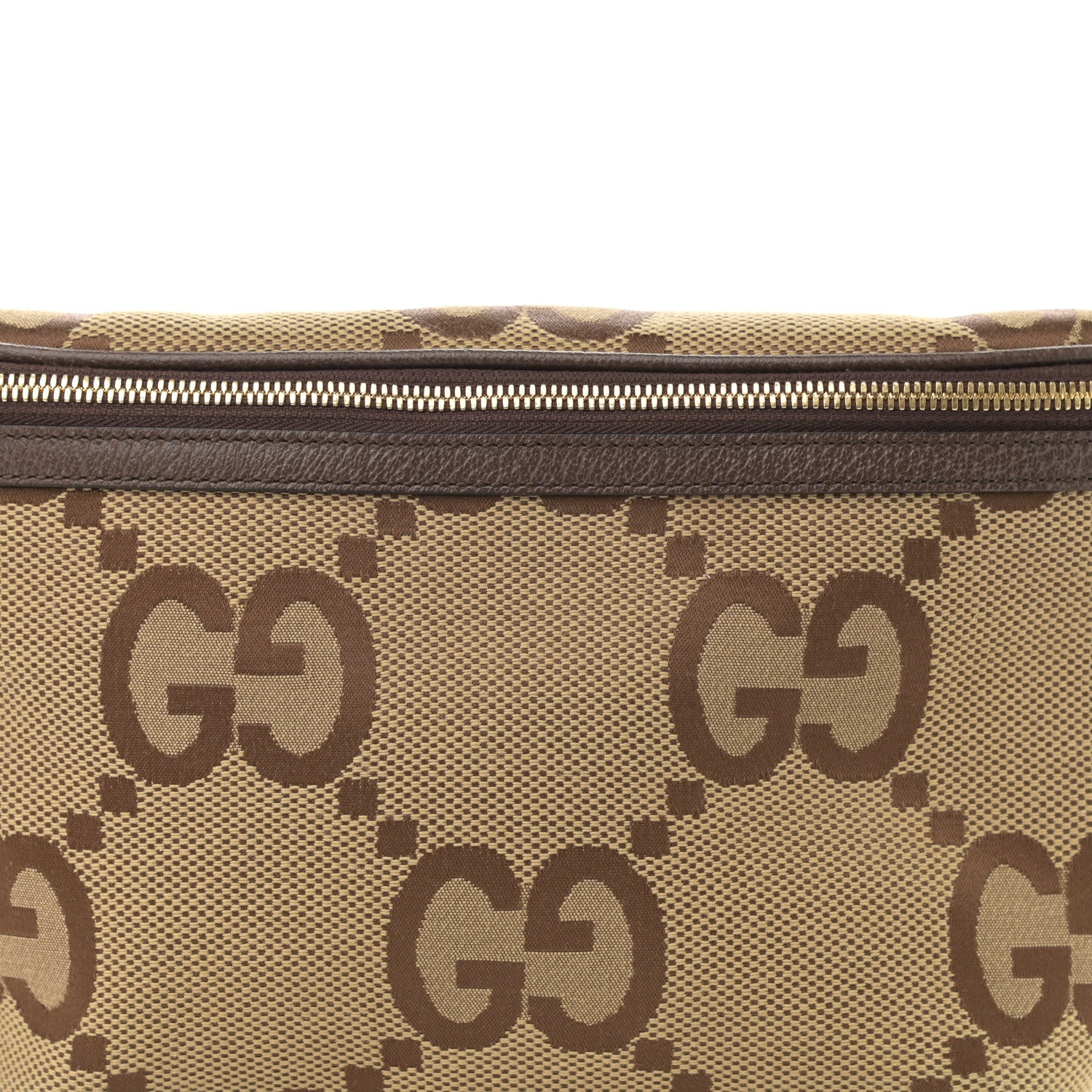 Gucci Monogram Jumbo GG Textured Dollar Calfskin Web Belt Bag Camel Ebony New Acero 8 of 8