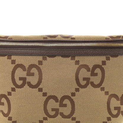 Gucci Monogram Jumbo GG Textured Dollar Calfskin Web Belt Bag Camel Ebony New Acero 8 of 8