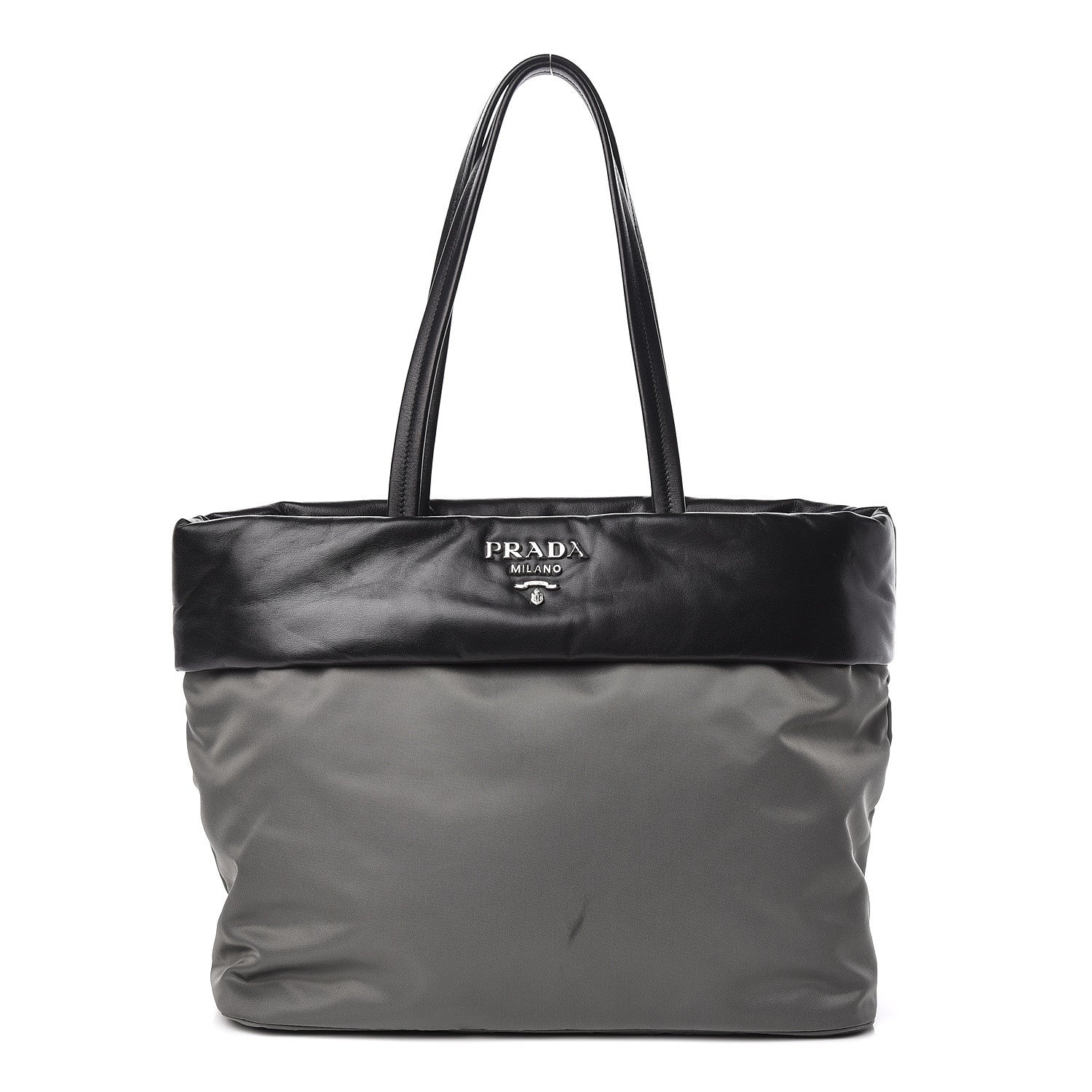 Prada Tessuto Nylon Nappa Tote Grey Black 1 of 13