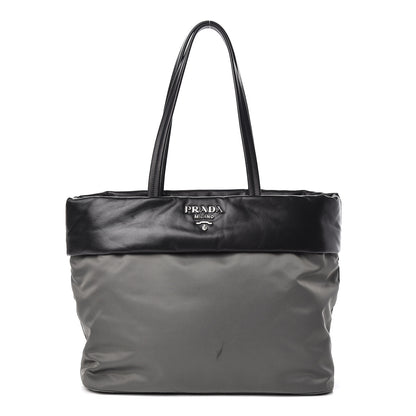 Prada Tessuto Nylon Nappa Tote Grey Black 1 of 13