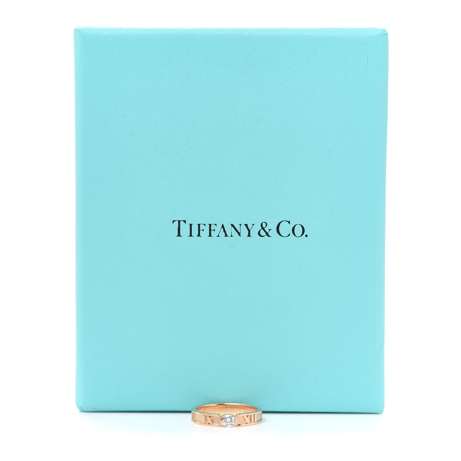 Tiffany 18K Rose Gold Diamond Narrow Atlas Closed Ring 46 3.75 5 of 5