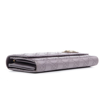 Gucci Metallic Soft Guccissima Lovely Heart Continental Wallet Senanque 4 of 7