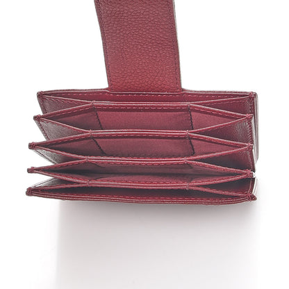 Christian Dior Grained Calfskin Cannage Diorama Card Holder Burgundy 5 of 8