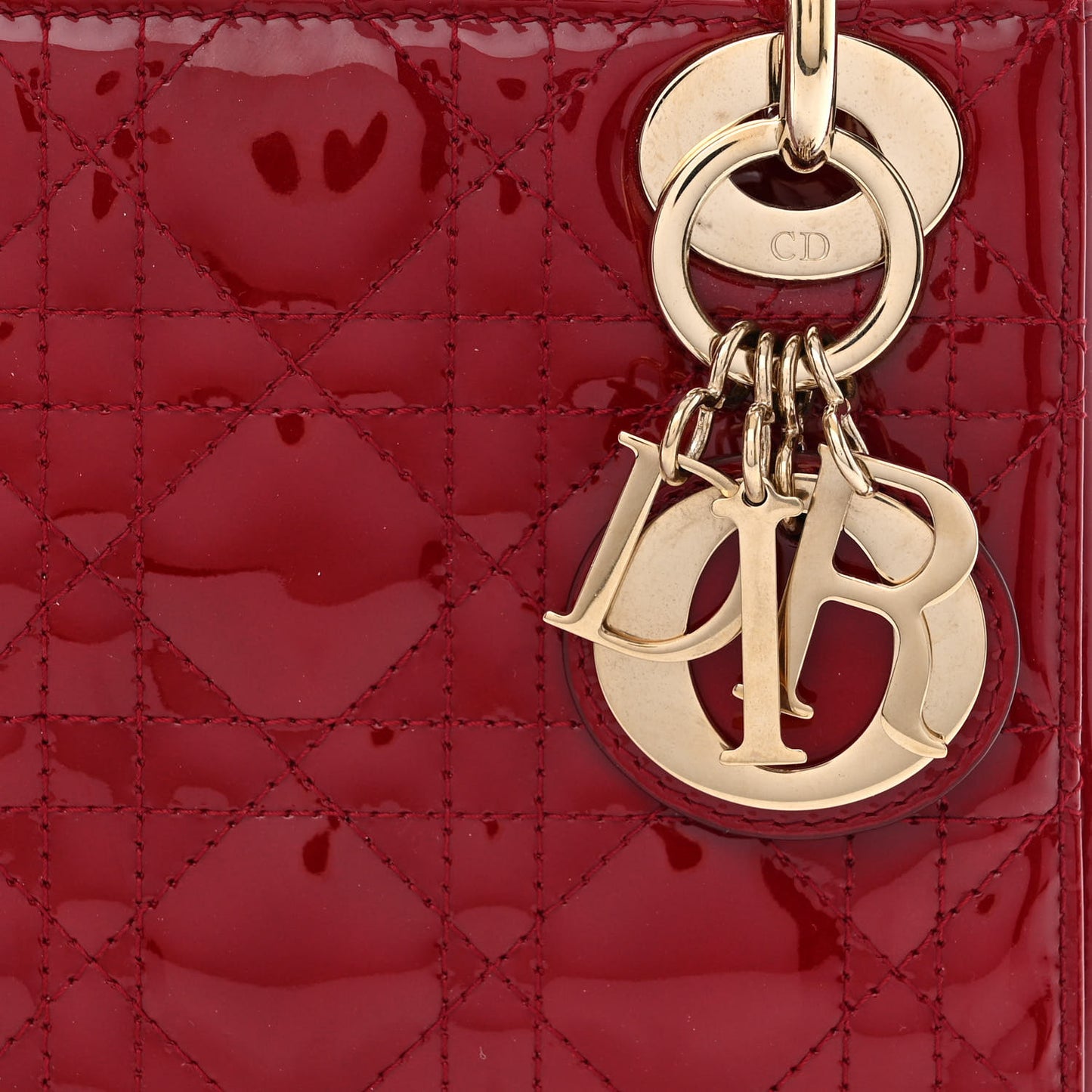 Patent Cannage Mini Lady Dior Red