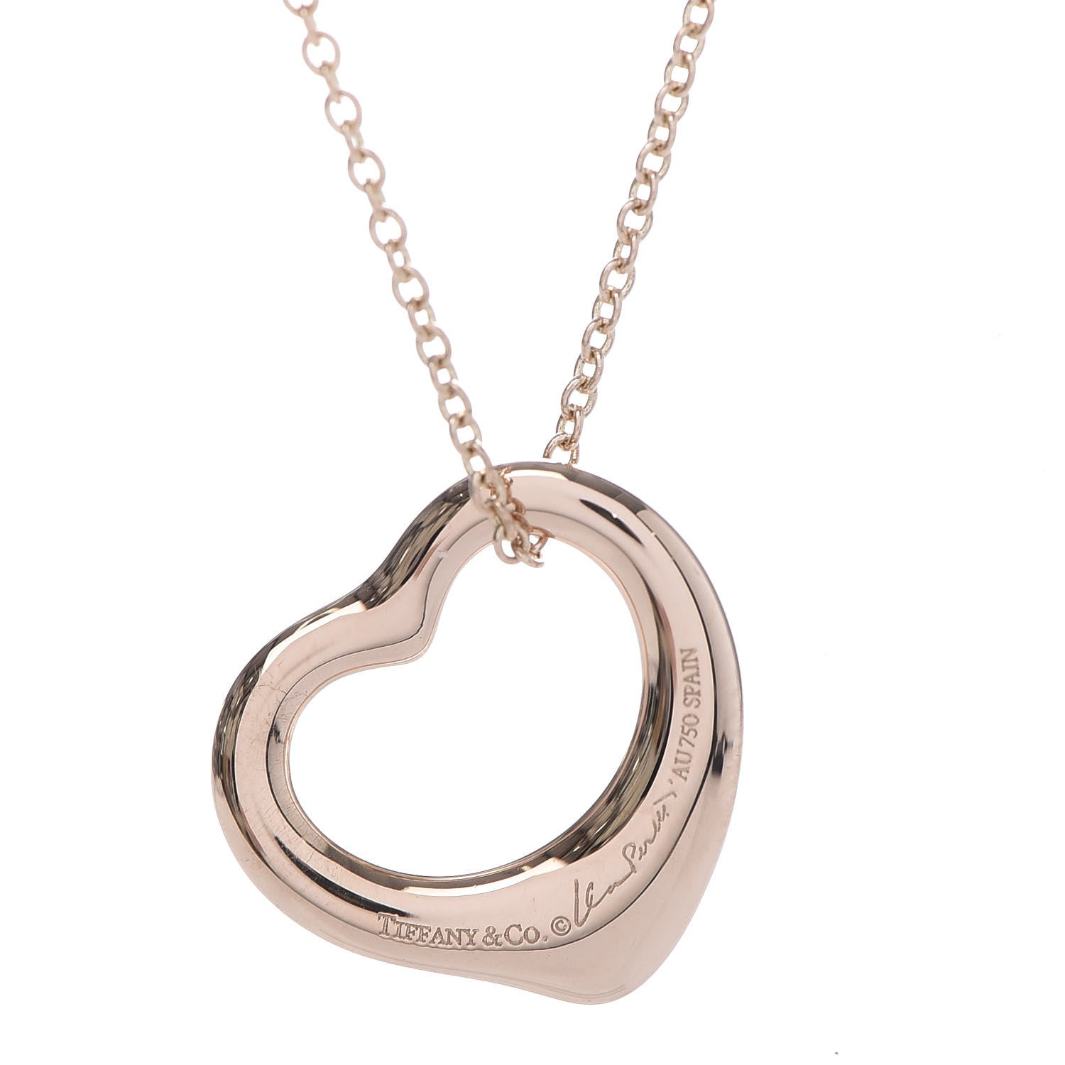 Tiffany 18K Rose Gold 16mm Elsa Peretti Open Heart Pendant Necklace 5 of 7