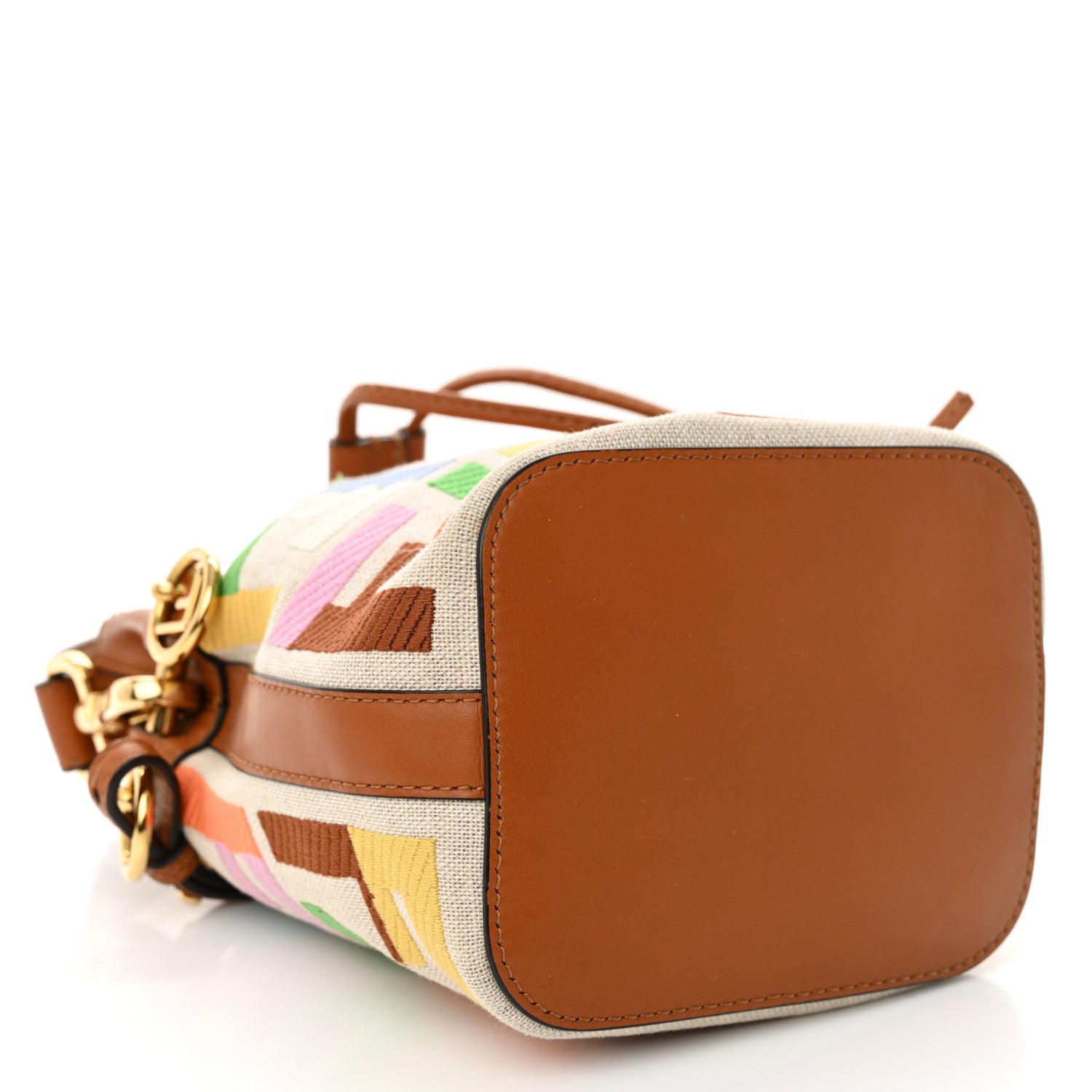 Fendi Kuban Canvas Vitello King F is Fendi FF Embroidered Mini Mon Tresor Bucket Bag Multicolor Cuoio 4 of 10