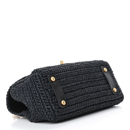 Chanel Straw Raffia Shoulder Bag Black 3 of 4