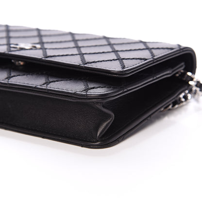 Chanel Calfskin Whipstitch Wallet On Chain WOC Black 10 of 11
