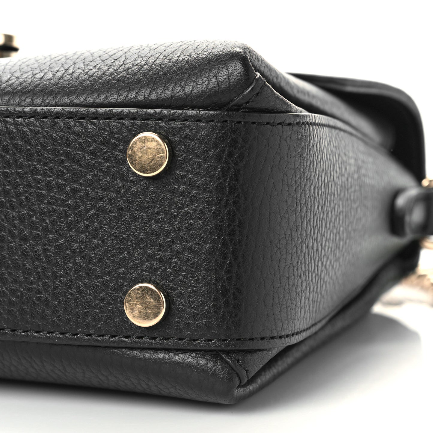 Dollar Calfskin Interlocking G Top Handle Shoulder Bag Black