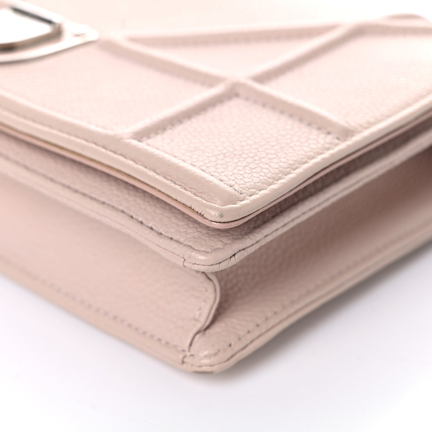 Grained Calfskin Diorama Wallet on Chain Pouch Rose Poudre