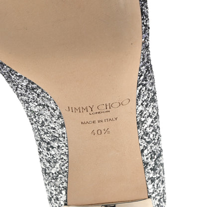 Jimmy Choo Coarse Glitter Degrade Pointy Toe Romy 100 Pumps 40.5 Navy Silver 6 of 7