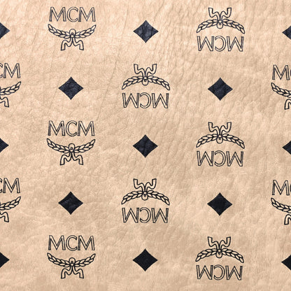 MCM Visetos Shopper Tote Beige Red 12 of 21