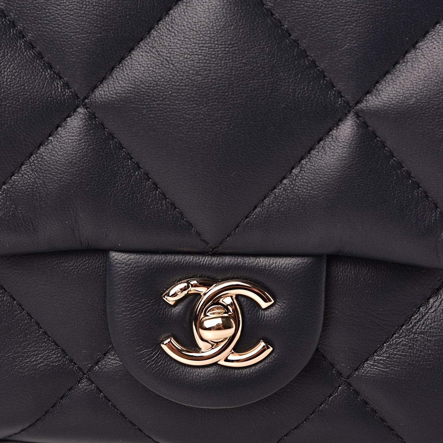 Lambskin Quilted Easy Carry Flap Navy