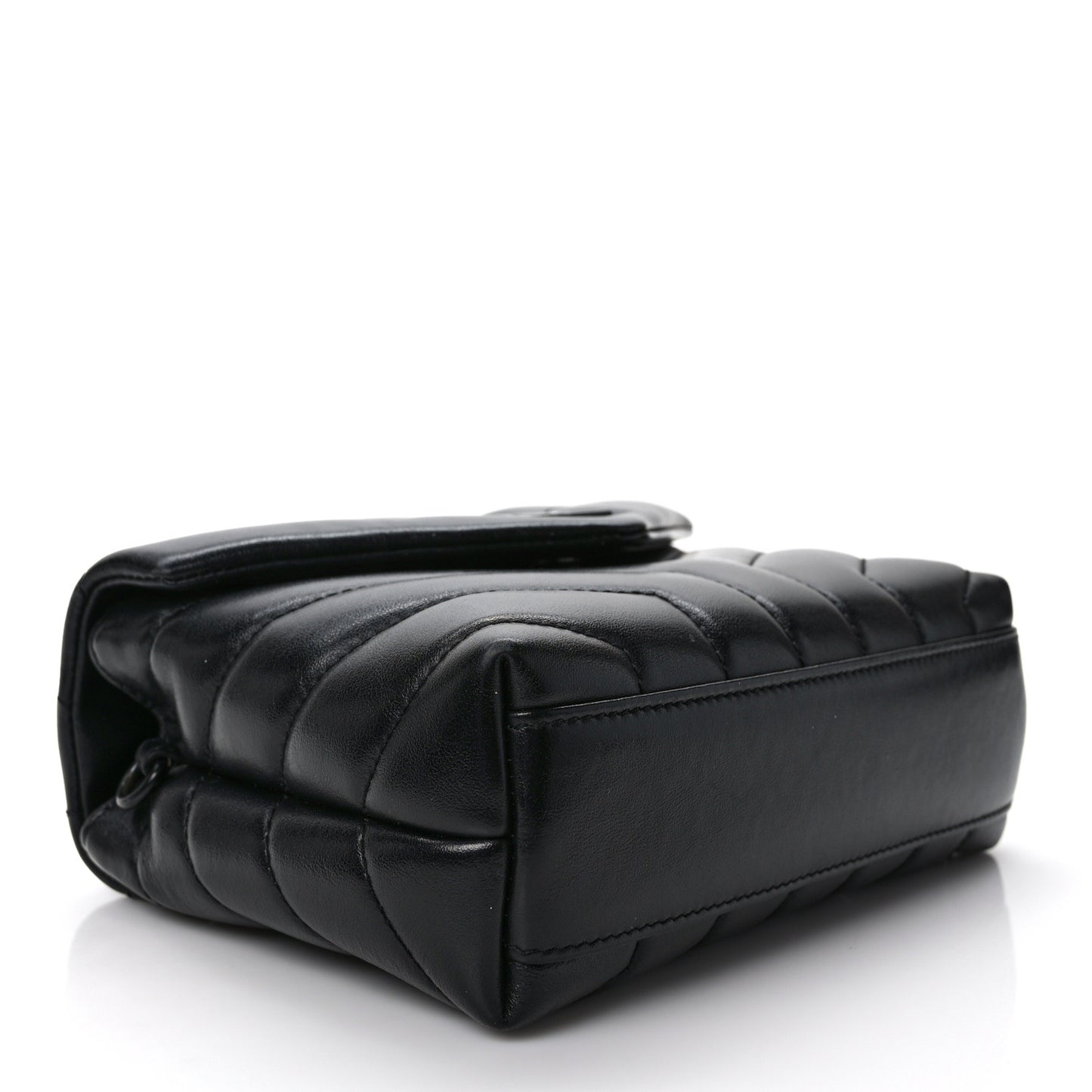 Calfskin Y Quilted Monogram Monochrome Toy Loulou Crossbody Bag Black