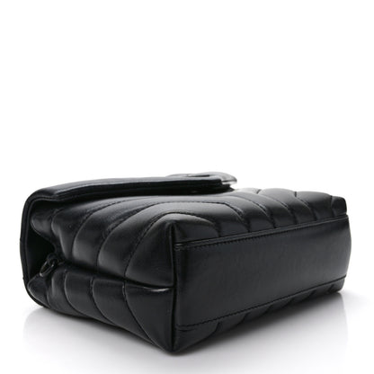 Saint Laurent Calfskin Y Quilted Monogram Monochrome Toy Loulou Crossbody Bag Black 4 of 10