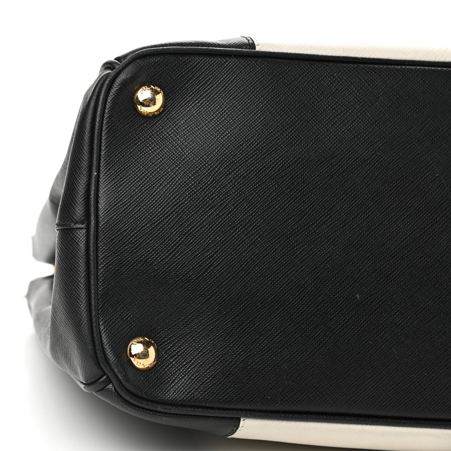 Prada Saffiano Lux Colorblock Medium Galleria Double Zip Tote Black Talco 8 of 11