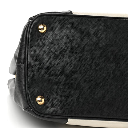 Prada Saffiano Lux Colorblock Medium Galleria Double Zip Tote Black Talco 8 of 11