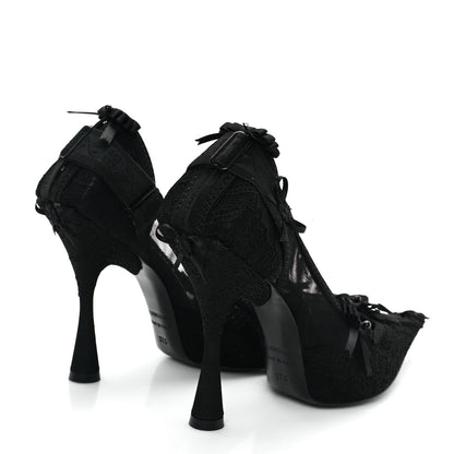Balenciaga Lace Mesh Lingerie Square Bow Knife 80mm Pumps 37.5 Black 5 of 9