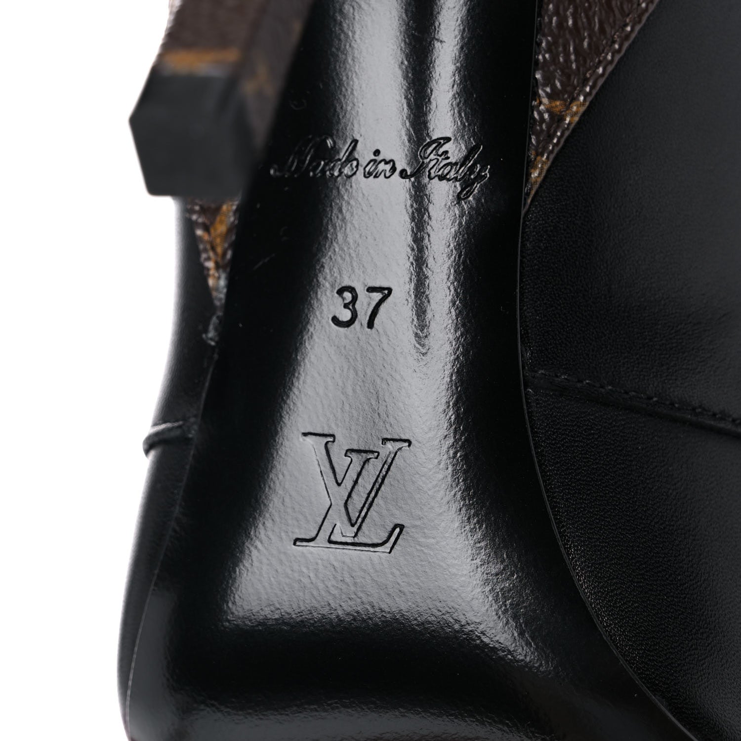 Louis Vuitton Calfskin Monogram Janet Ankle Boots 37 Black 6 of 9