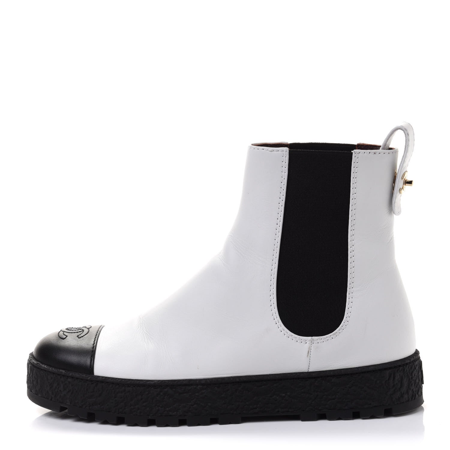 Chanel Calfskin Cap Toe CC Ankle Boots 40 White Black 1 of 11