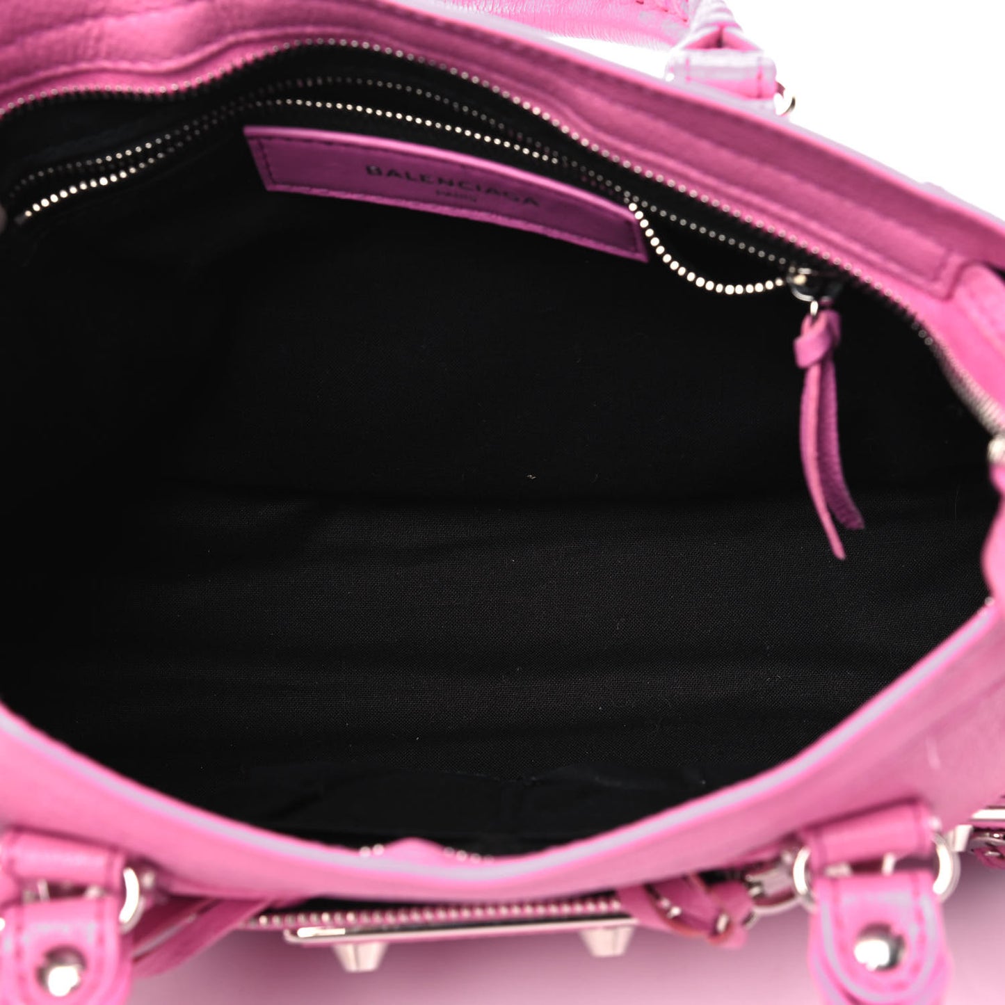 Chevre Silver Metallic Edge Hardware S City Pink