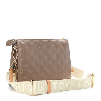 Louis Vuitton Lambskin Embossed Monogram Coussin PM Taupe 3 of 8