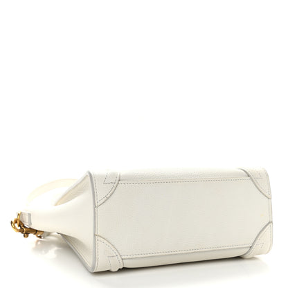 Celine Drummed Calfskin Nano Luggage White 4 of 13