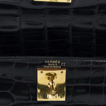 Hermes Shiny Alligator Kelly Sellier 28 Black 8 of 10
