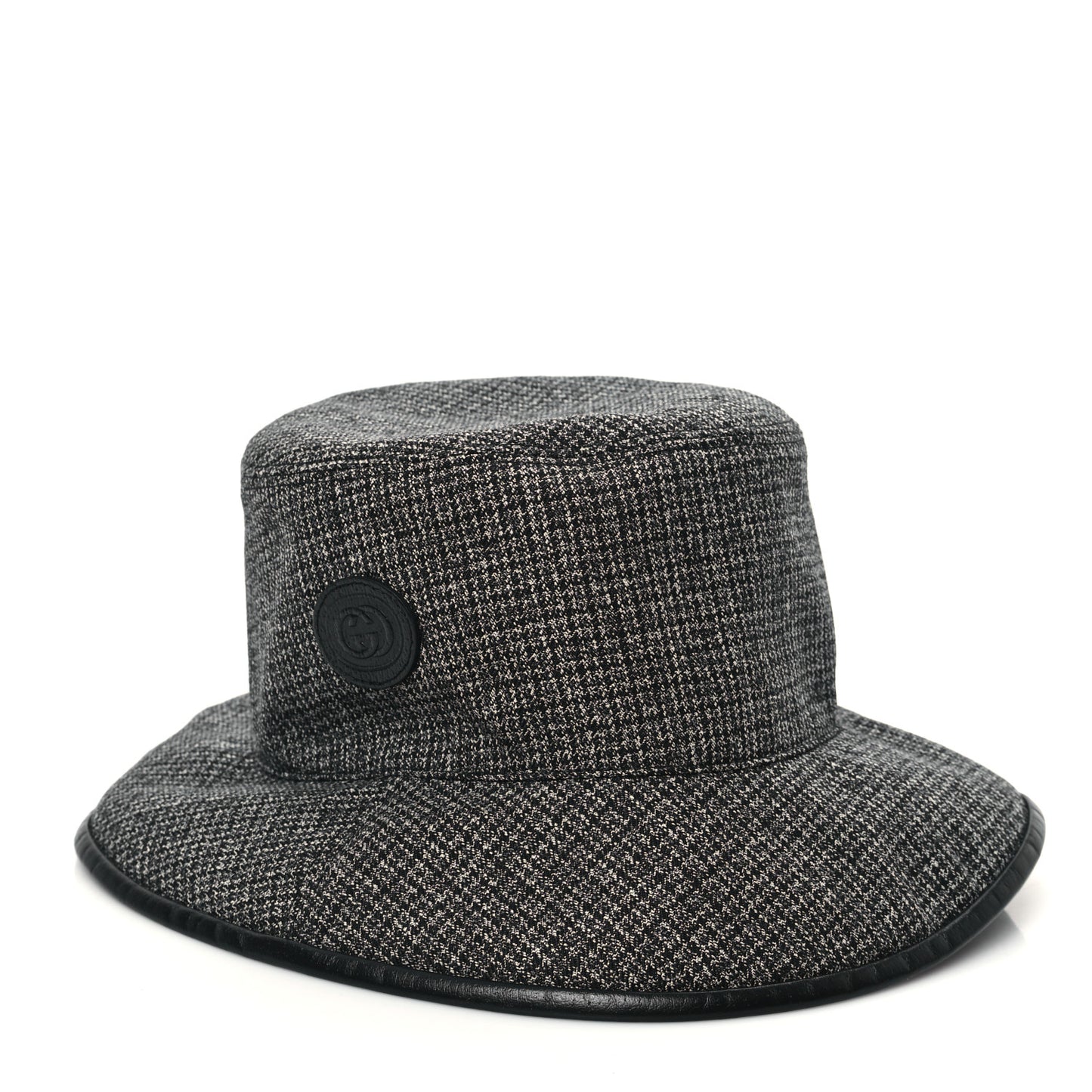 Wool Nylon GG Monogram Reversible Bucket Hat XL Black Grey