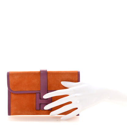 Hermes Veau Doblis Suede Chevre Mysore Mini 20 Jige Clutch Orange Cyclamen 2 of 6