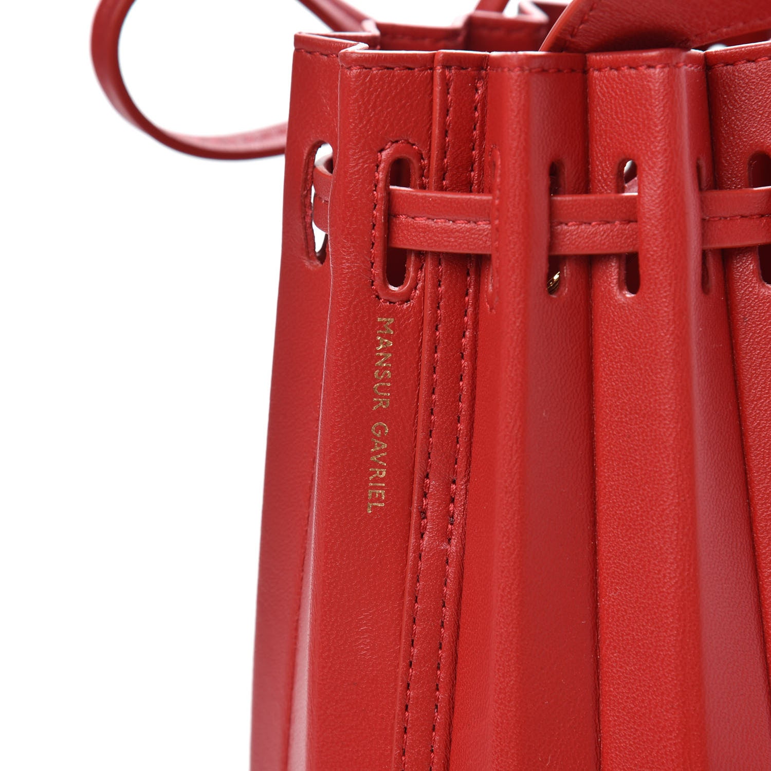 Mansur Gavriel Vegetable Tanned Calfskin Pleated Mini Bucket Bag Fiesta Flamma 10 of 10