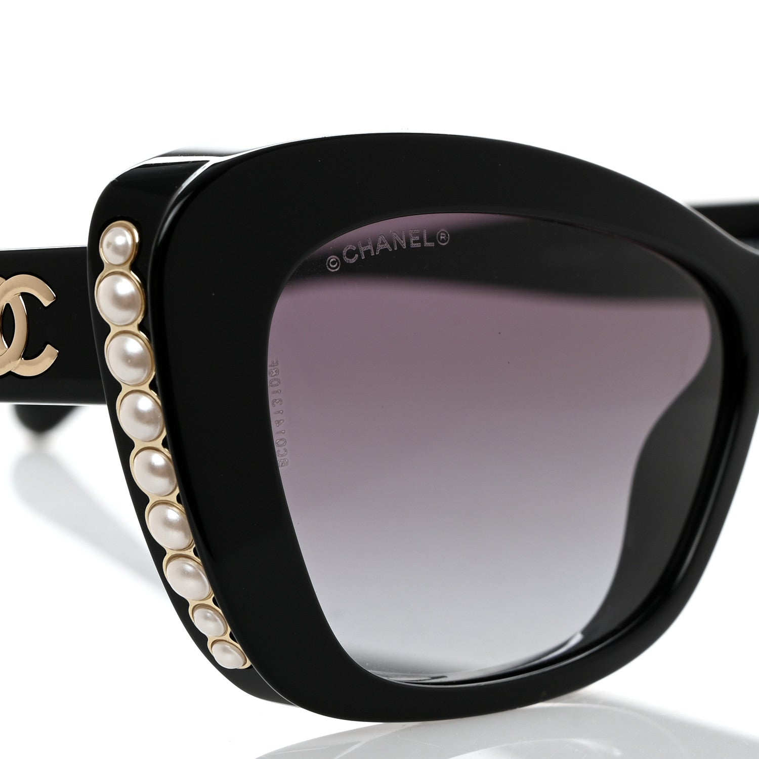 Chanel Acetate Pearl Cat Eye CC Sunglasses 5481-H-A Black 7 of 8