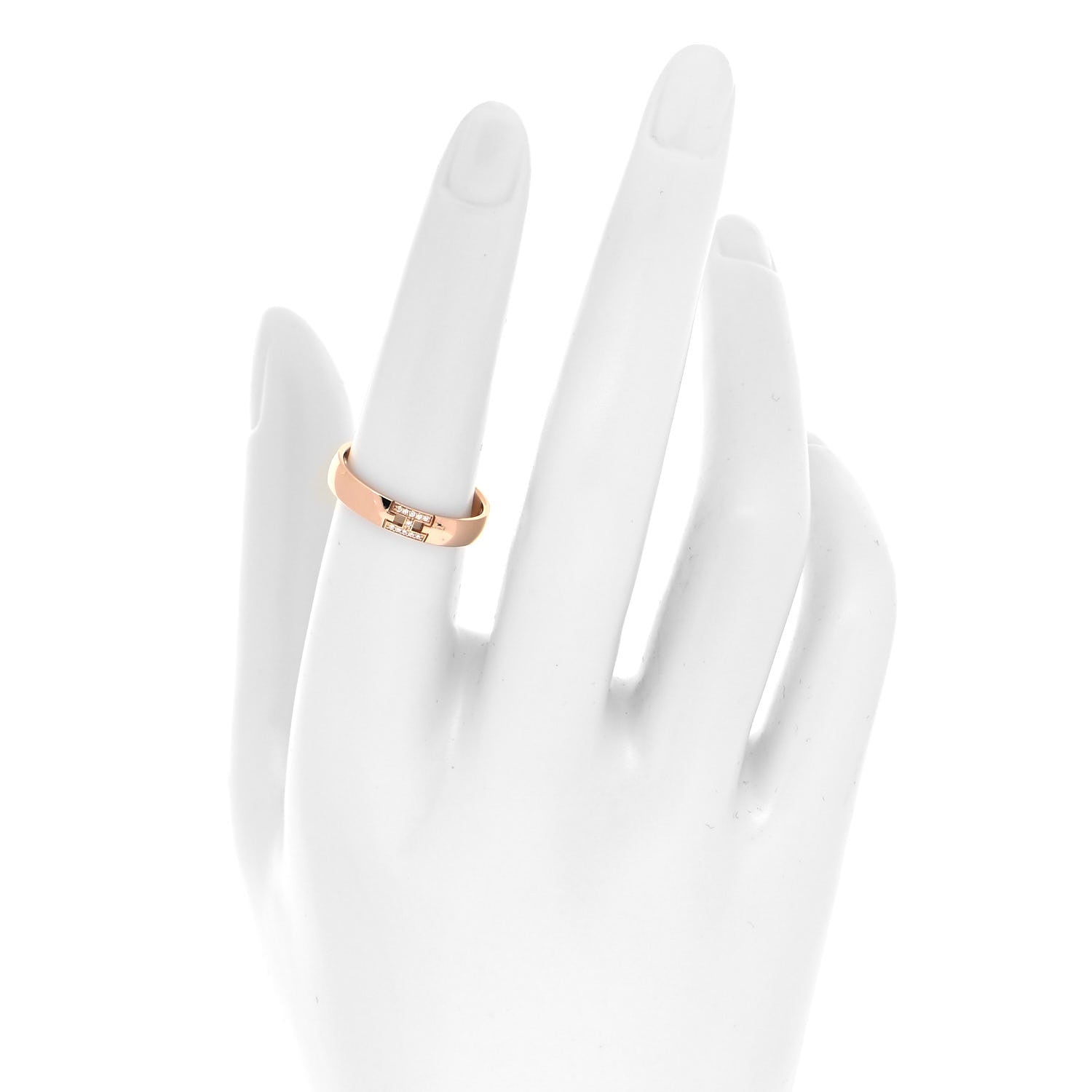 Hermes 18K Rose Gold Diamond Ever Herakles Wedding Band Ring 54 6.75 2 of 4