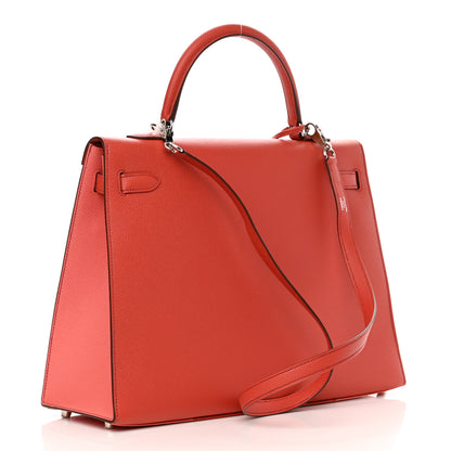 Hermes Epsom Kelly Flag Sellier 35 Corail Flamingo Pink 3 of 13
