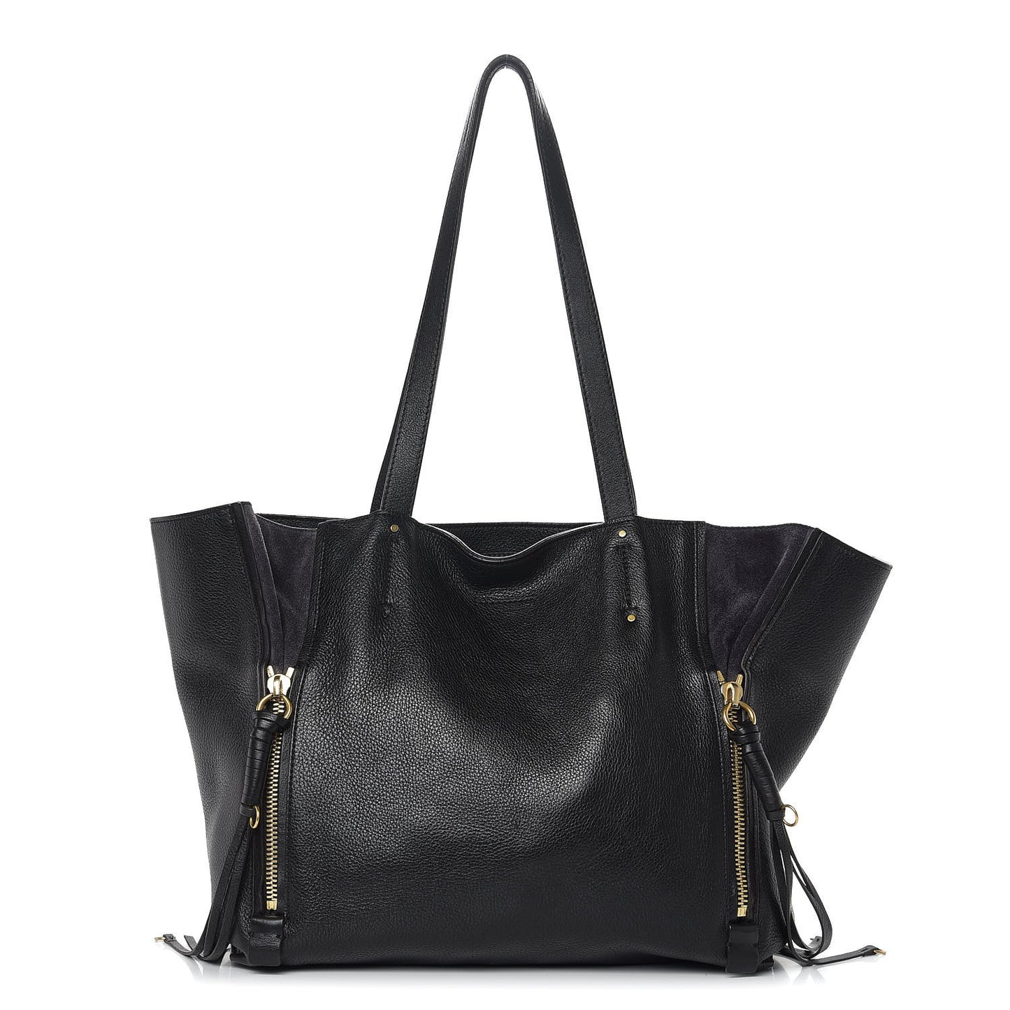 Smooth Calfskin Medium Milo Shopping Tote Black