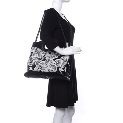 Chanel Patent Calfskin Canvas Printed Medium 31 Shopping Bag Black 2 of 9
