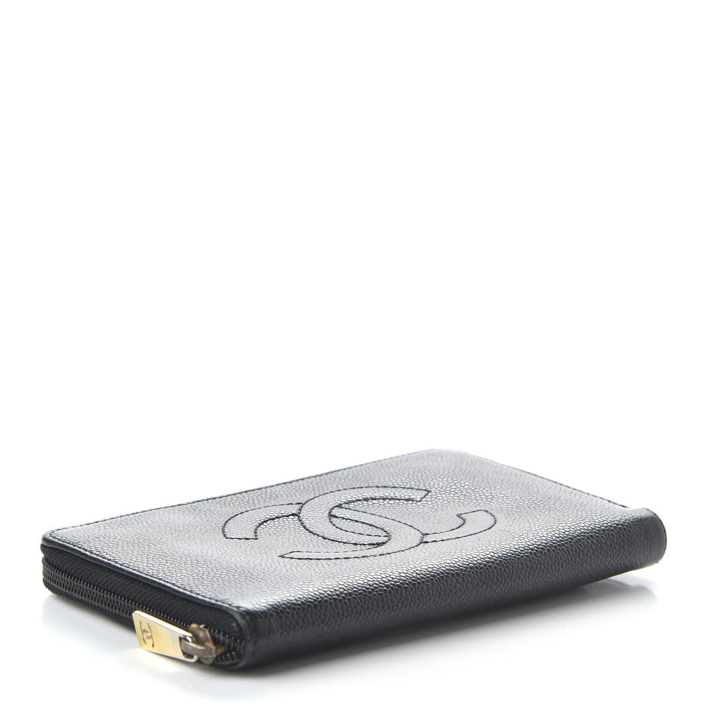 Caviar Large Timeless CC Zip Around Wallet Black