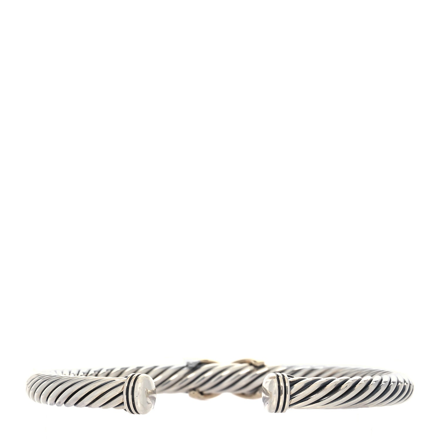 David Yurman Sterling Silver 14K Yellow Gold 5mm X Station Cable Bracelet 3 of 5