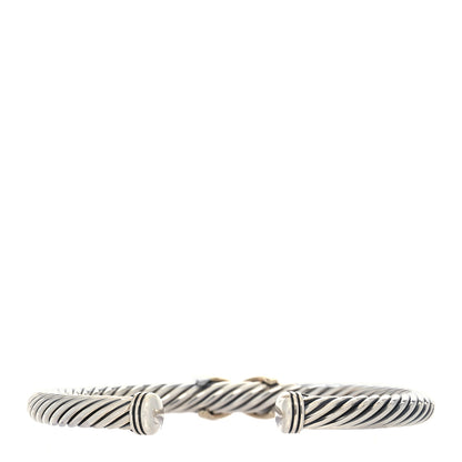 David Yurman Sterling Silver 14K Yellow Gold 5mm X Station Cable Bracelet 3 of 5