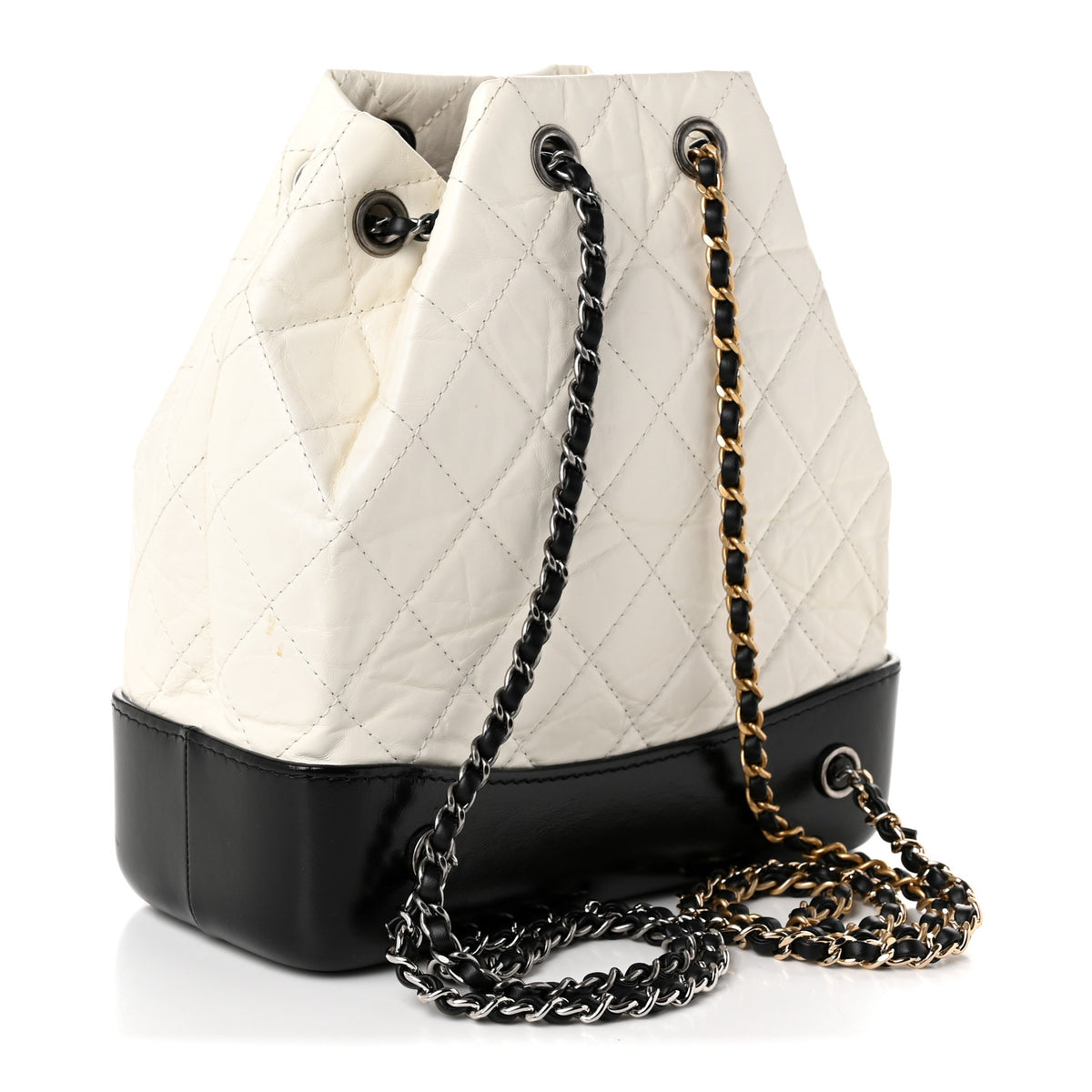 Chanel Aged Calfskin Quilted Small Gabrielle Backpack Black White 3 of 10