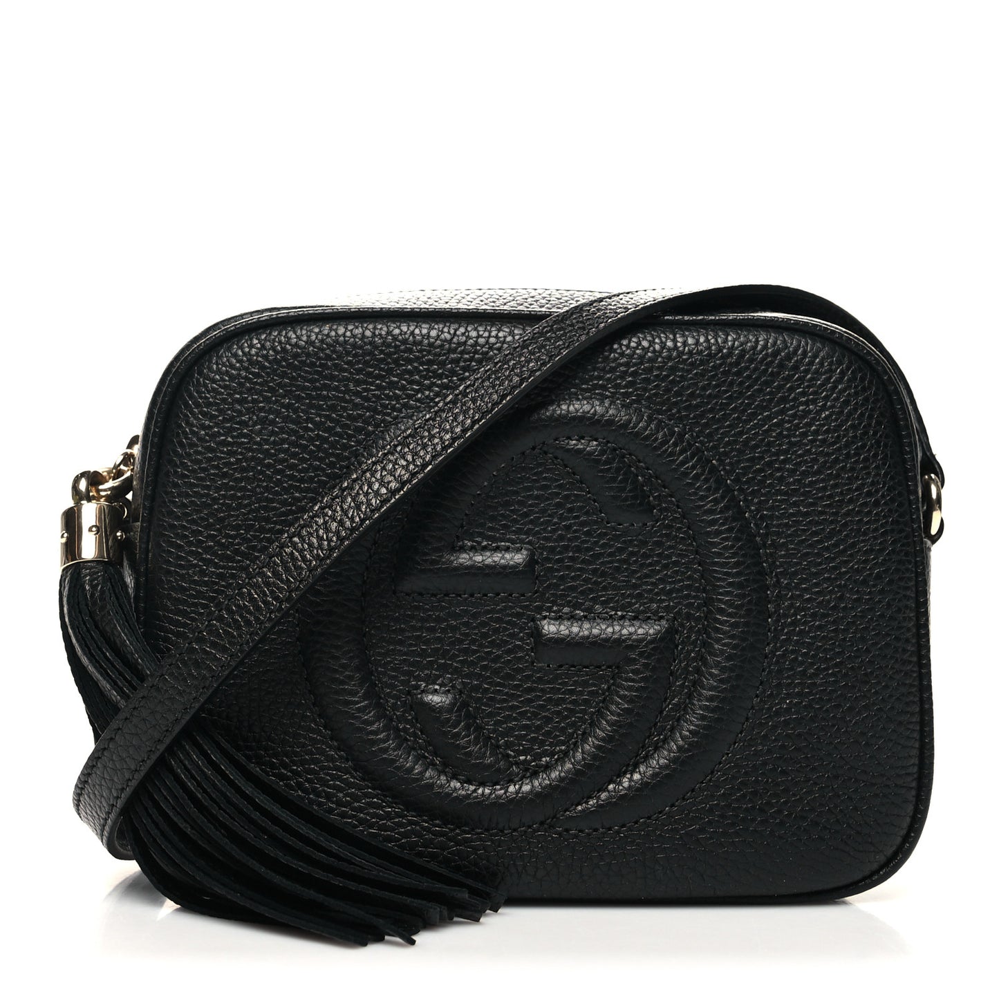 Pebbled Calfskin Small Soho Disco Bag Black
