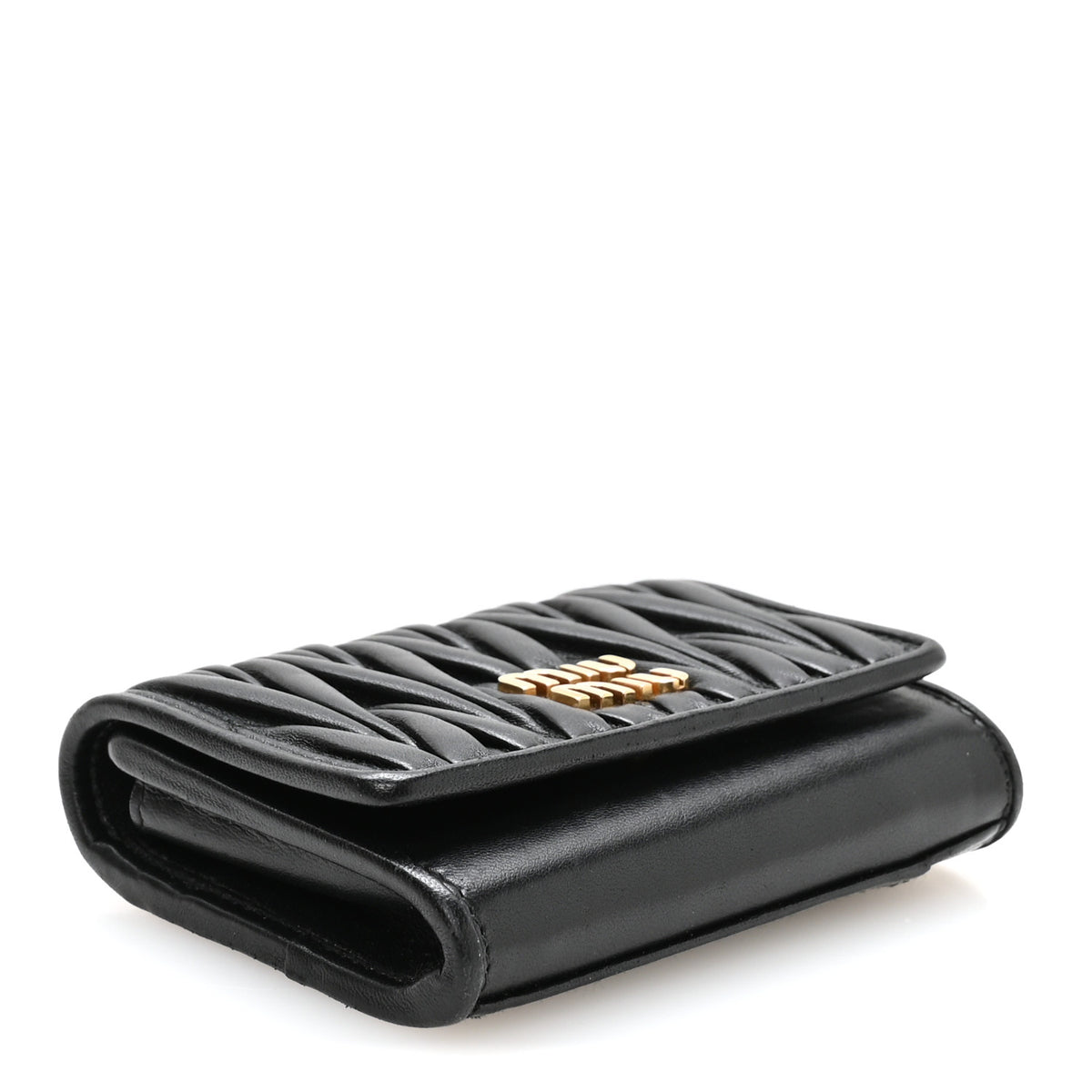 Nappa Matelasse Flap Card Holder Black