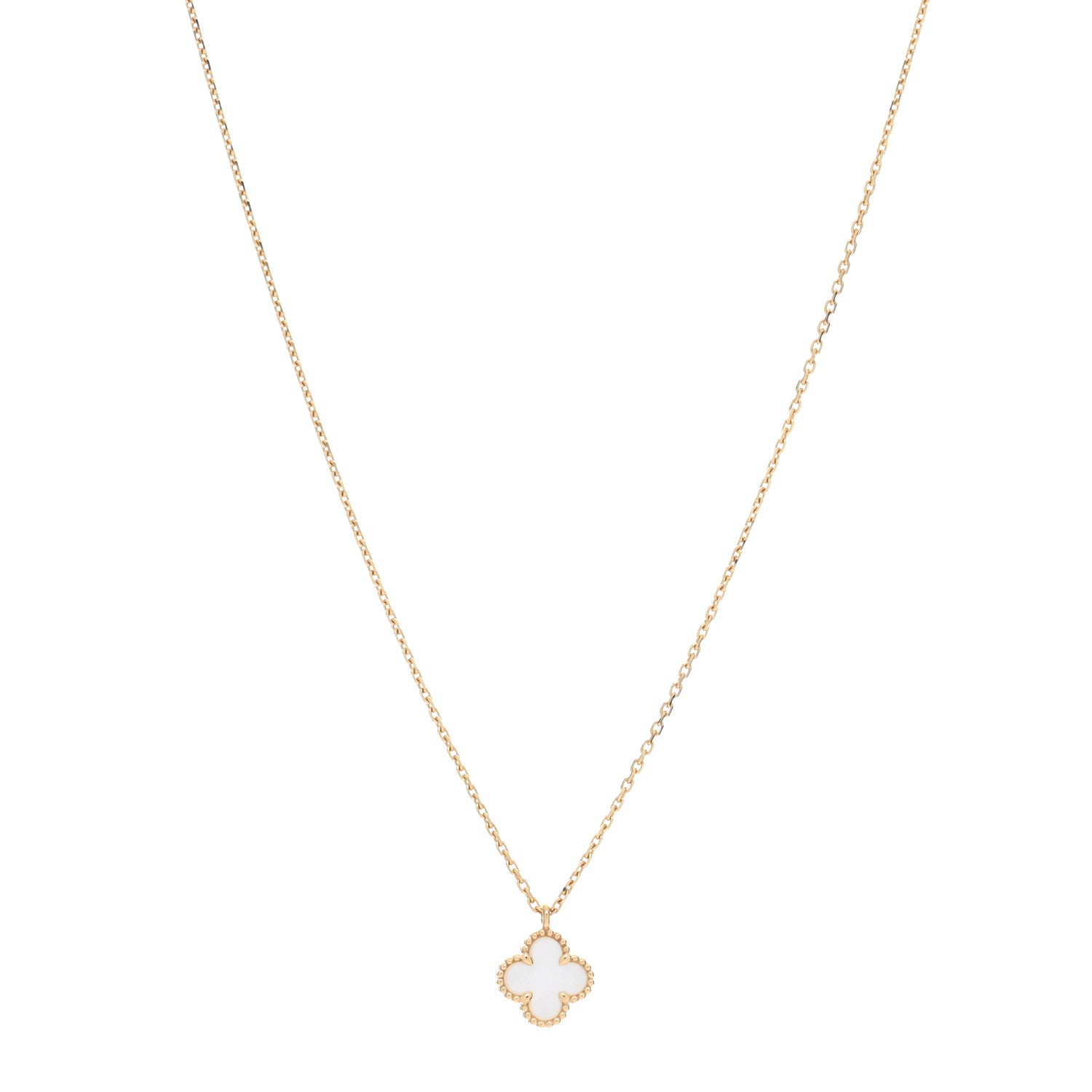Van Cleef & Arpels 18K Yellow Gold Mother of Pearl Sweet Alhambra Pendant Necklace 1 of 4