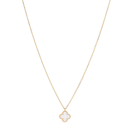 Van Cleef & Arpels 18K Yellow Gold Mother of Pearl Sweet Alhambra Pendant Necklace 1 of 4
